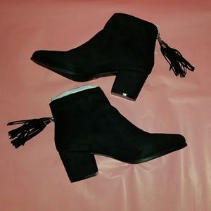 Black Faux Suede Booties